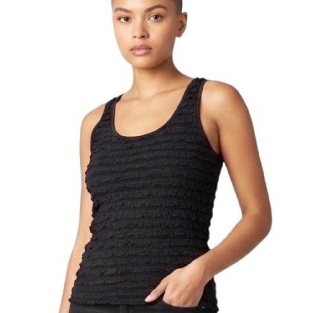 Whimsigoth Vintage Handmade Tank Top Black Ruffle Tiered Mesh Grunge Fairycore S